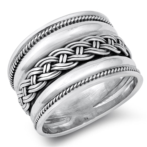 Sterling Silver Rope Bali Ring