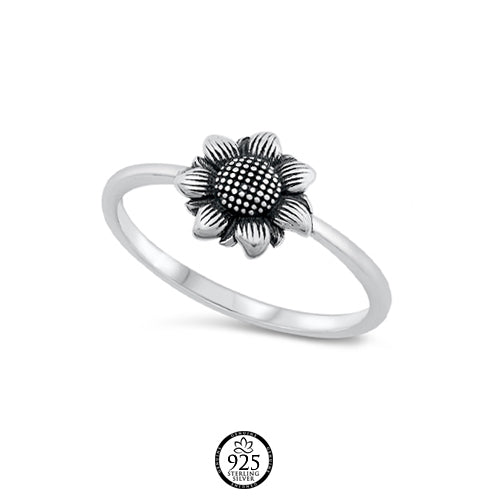 Sterling Silver Blooming Sunflower Ring