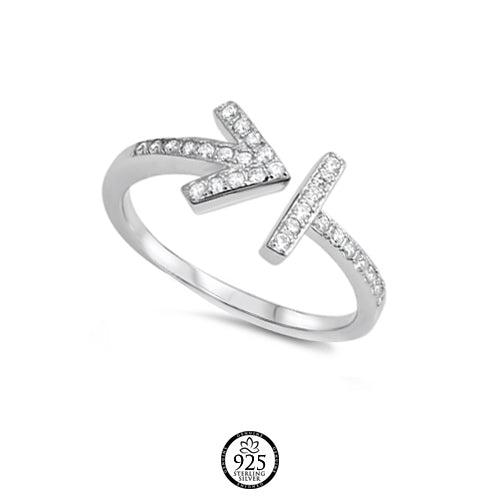 Sterling Silver Cloe Arrow Ring in White Crystal