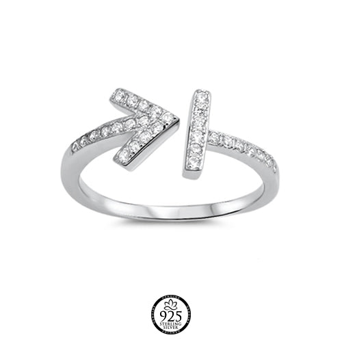 Sterling Silver Cloe Arrow Ring in White Crystal