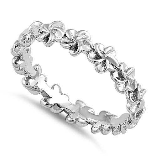 Sterling Silver Hawaiian Plumerias Stackable Ring