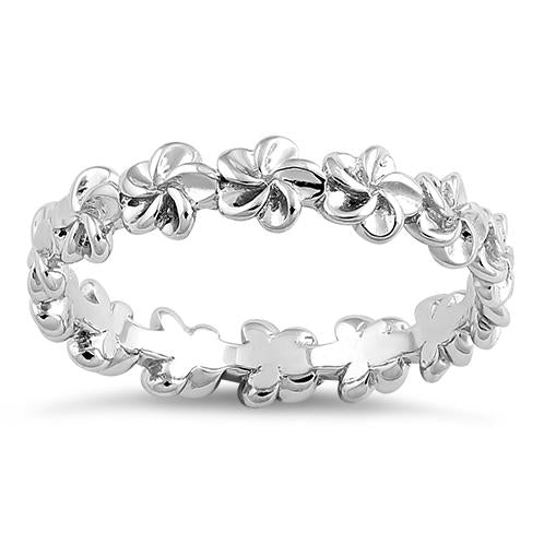 Sterling Silver Hawaiian Plumerias Stackable Ring