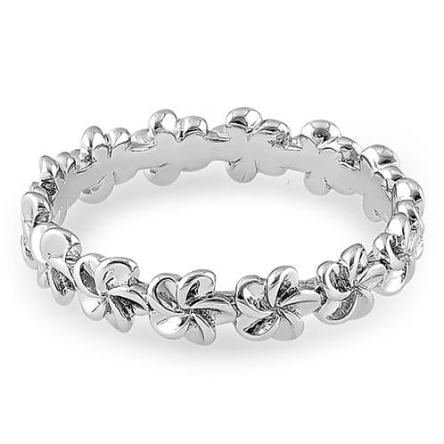 Sterling Silver Hawaiian Plumerias Stackable Ring