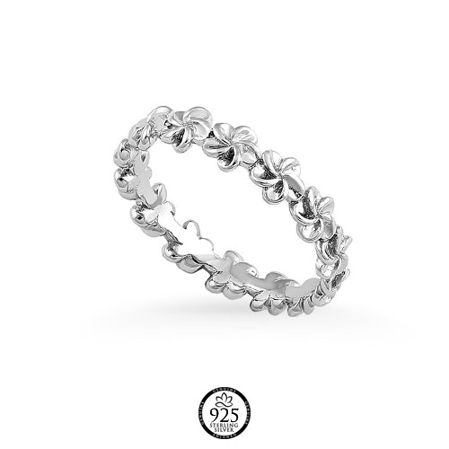 Sterling Silver Hawaiian Plumerias Stackable Ring