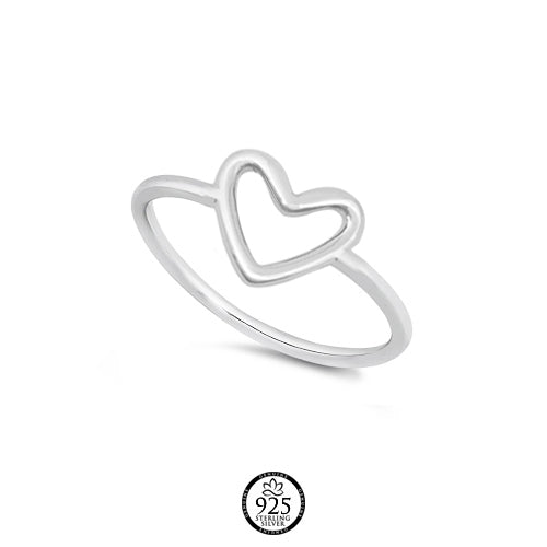 Sterling Silver Dainty Open Heart Ring