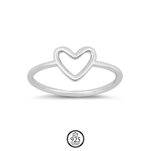 Sterling Silver Dainty Open Heart Ring