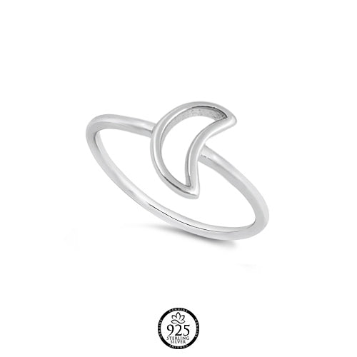 Sterling Silver Open Moon Ring