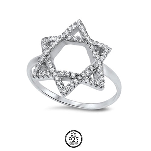 Sterling Silver Star of David Crystals Rings