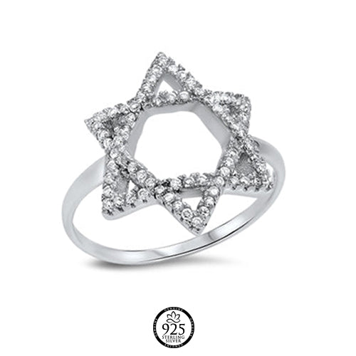 Sterling Silver Star of David Crystals Rings