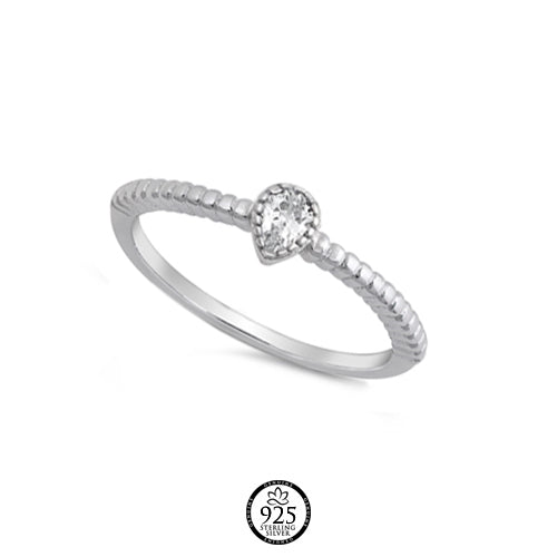 Sterling Silver Dainty Drop Beaded Ring