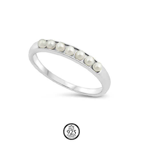 Sterling Silver Mother Of Pearl Stack Ring