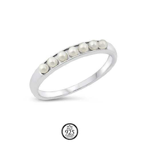 Sterling Silver Mother Of Pearl Stack Ring