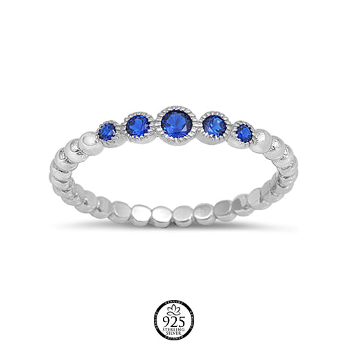 Sterling Silver Delicate Sapphire Crystal Ring lo