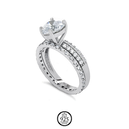 Sterling Silver Marsella Heart Engagement Duo Ring