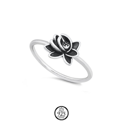 Sterling Silver Blooming Lotus Flower Ring