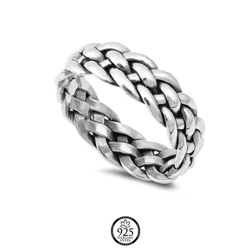 Sterling Silver Bolonia Rope Band Ring