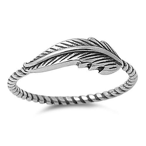 Sterling Silver Fall Feather Twisted Ring