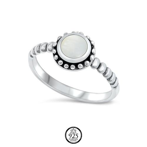 Sterling Silver Bali Beaded Pearl Ring