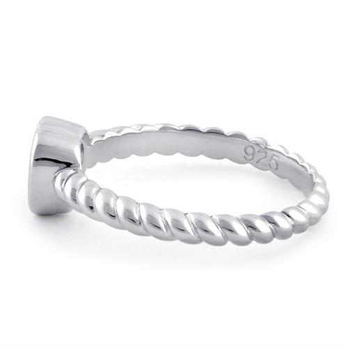 Sterling Silver Aqua Heart Crystal Ring