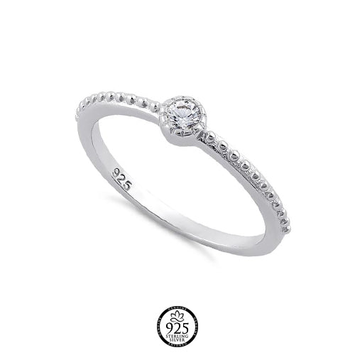 Sterling Silver Beaded Crystal Ring