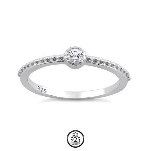 Sterling Silver Beaded Crystal Ring