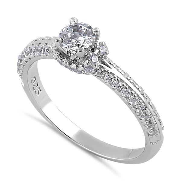 Sterling Silver Sweet Engagement Ring Set