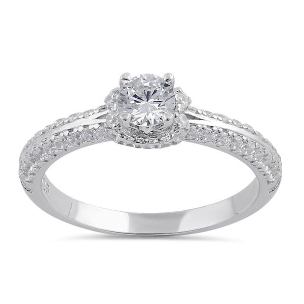 Sterling Silver Sweet Engagement Ring Set