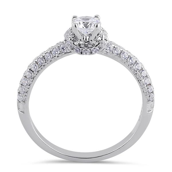 Sterling Silver Sweet Engagement Ring Set
