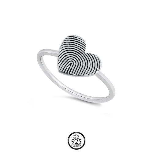 Sterling Silver My Fingerprint Heart Ring