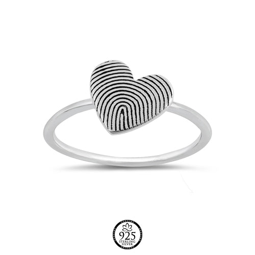 Sterling Silver My Fingerprint Heart Ring