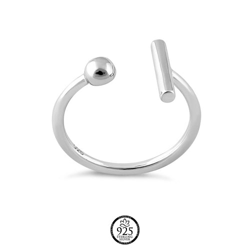 Sterling Silver Simple Bar and Ball Ring