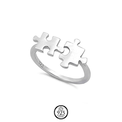 Sterling Silver Autism Puzzle Pieces Ring