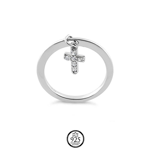 Sterling Silver Hanging Cross Ring