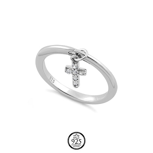 Sterling Silver Hanging Cross Ring