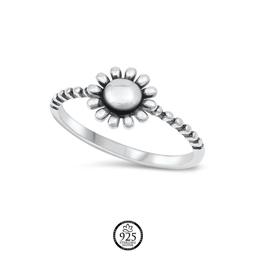 Sterling Silver Flower Beaded Ring