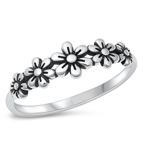 Sterling Silver Flower Band Ring