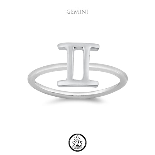 Sterling Silver Gemini Sign Ring