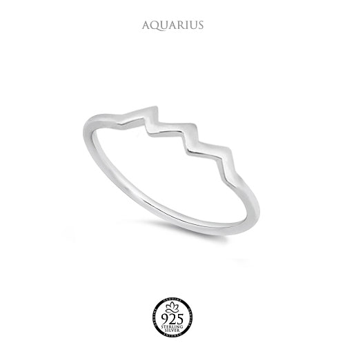 Sterling Silver Aquarius Sign Ring
