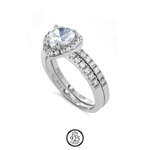 Sterling Silver Irresistible Heart Engagement Rings Set