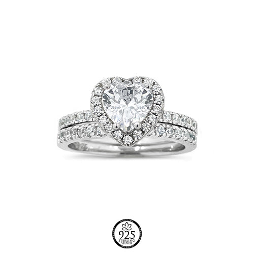 Sterling Silver Irresistible Heart Engagement Rings Set
