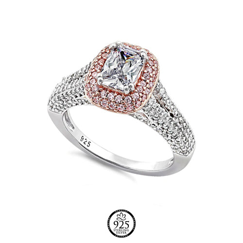 Sterling Silver Eiffel Tower Two Tone Engagement Ring