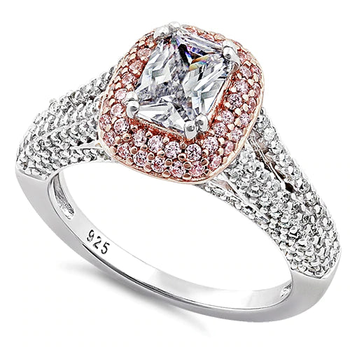 Sterling Silver Eiffel Tower Two Tone Engagement Ring