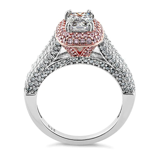 Sterling Silver Eiffel Tower Two Tone Engagement Ring