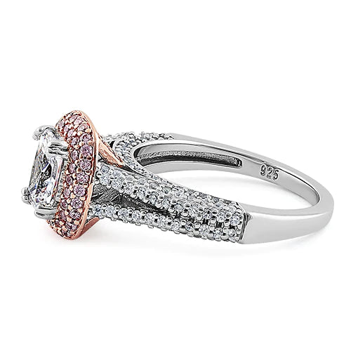 Sterling Silver Eiffel Tower Two Tone Engagement Ring