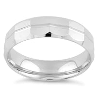 Sterling Silver Diamond Cut Pattern Men's Ring