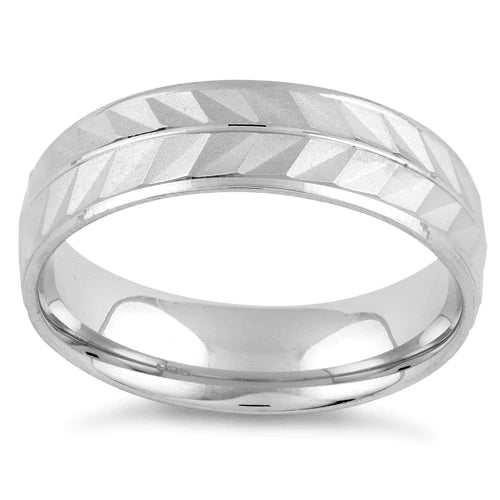 Sterling Silver Diamond Cut Chevron Men's Ring