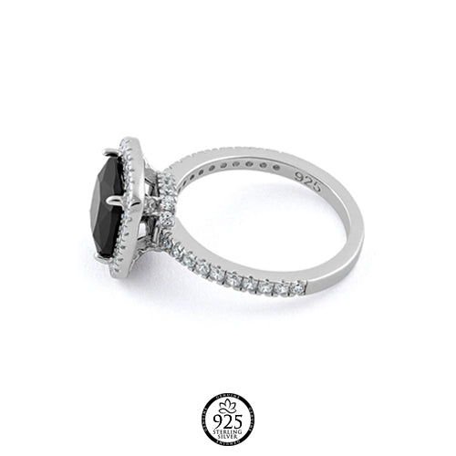 Sterling Silver Zoe Black Crystal Ring