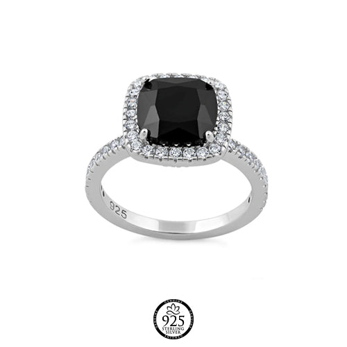 Sterling Silver Zoe Black Crystal Ring