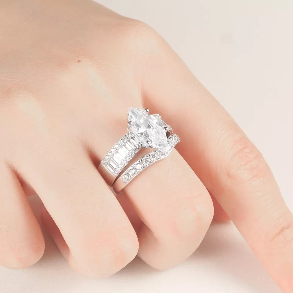 Sterling Silver La Vie Marquise Engagement Ring