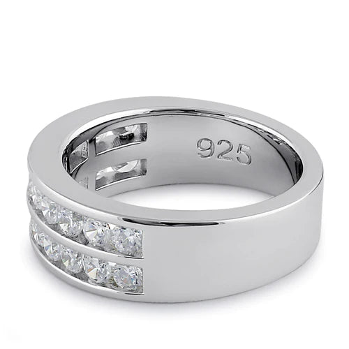 Sterling Silver King Felipe Crystals Double Row Rings
